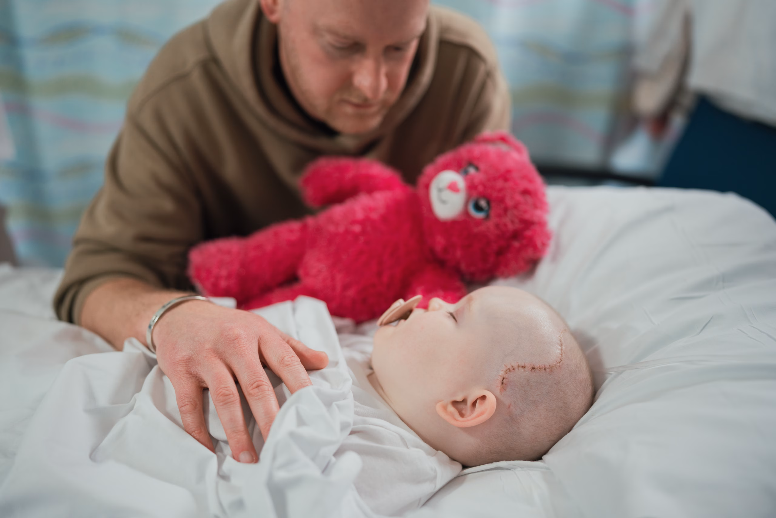 Patient with parent in hospital